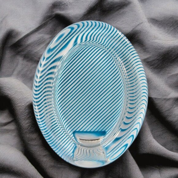 Mikasa Blue White Strips Picture Frame Polished Crystal Glass Made In Japan - Picture 1 of 13